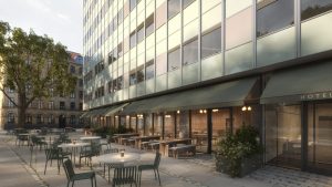 Svenske Slättö omdanner tidligere politistation på Halmtorvet i København til hotel. Visualisering: ACT Architects.