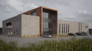 Østermark Entreprenørforretning står for byggeriet af en ny driftsbygning i Thorsminde for RWE Danmark. Projektet er tegnet af Atra Arkitekter.