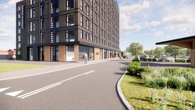 Esbern Snare Hotel & Konferencecenter skal opf&oslash;res i Kalundborg. Illustration: Randers Arkitekten.