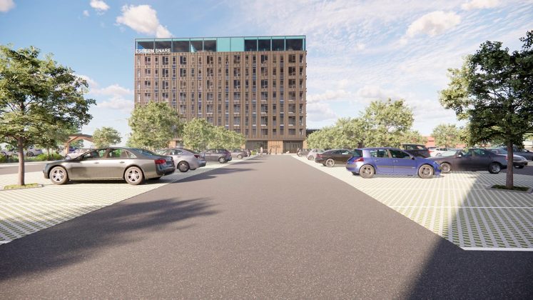 Esbern Snare Hotel & Konferencecenter skal opf&oslash;res i Kalundborg. Illustration: Randers Arkitekten.