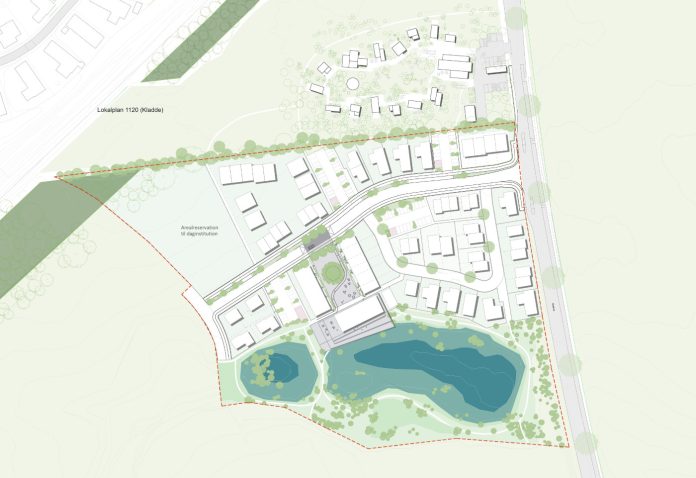 I næste etape af Ravnsborg Enge i Køge skal der bygges godt 80 boliger, et forsamlingshus og på længere sigt måske en børnehave. Illustration: Holscher Nordberg. I næste etape af Ravnsborg Enge i Køge skal der bygges godt 80 boliger, et forsamlingshus og på længere sigt måske en børnehave. Illustration: Holscher Nordberg.
