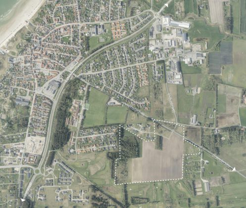 Bygherrerne Richardt Thomsen og Kristian Justesen st&aring;r bag projektet Kallehaven ved L&oslash;kken. Illustration: Atra Arkitekter.