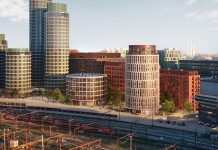 FSB er klar til at bygge 91 boliger i Postbyen Postbyen i København. Illustration: AART/Nor3d.