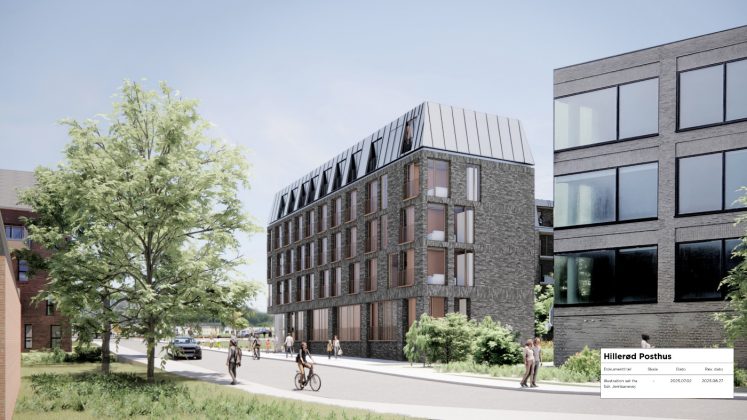 Domusnova Living vil omdanne Hiller&oslash;d Posthus til 251 sm&aring; lejligheder. Illustration: MIkkelsen Arkitekter.