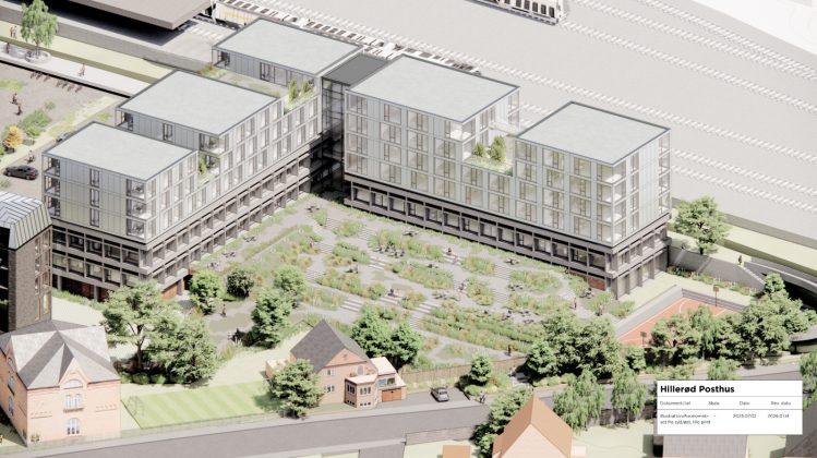 Domusnova Living vil omdanne Hiller&oslash;d Posthus til 251 sm&aring; lejligheder. Illustration: MIkkelsen Arkitekter.