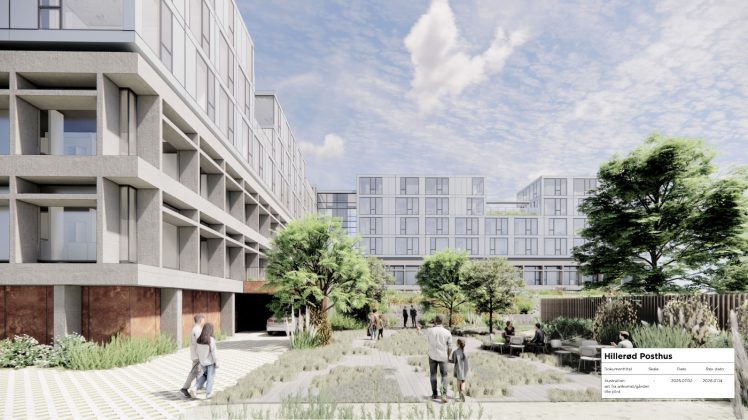 Domusnova Living vil omdanne Hiller&oslash;d Posthus til 251 sm&aring; lejligheder. Illustration: MIkkelsen Arkitekter.