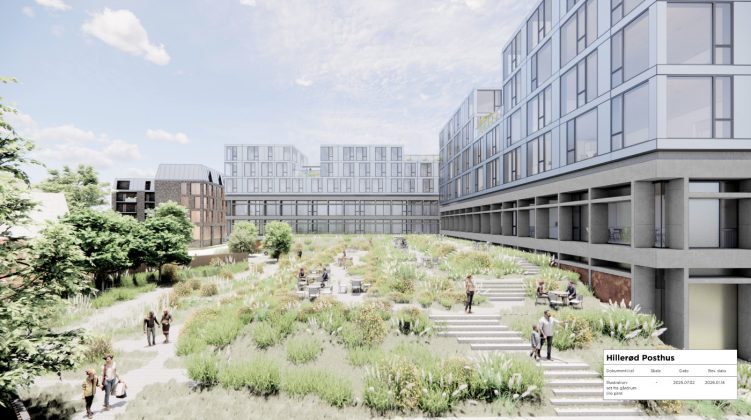 Domusnova Living vil omdanne Hiller&oslash;d Posthus til 251 sm&aring; lejligheder. Illustration: MIkkelsen Arkitekter.