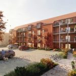 Lokal entreprenør skal bygge 30 boliger i Bramming Bramming Boligselskab bygger 30 nye lejligheder på hjørnegrunden på Nørregade 23. Illustration: Sweco.