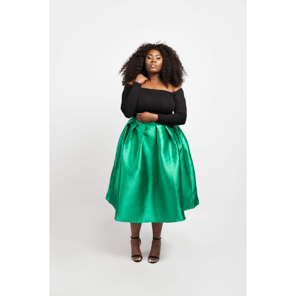 Green Plus Size Circle Skirt Dearcurves