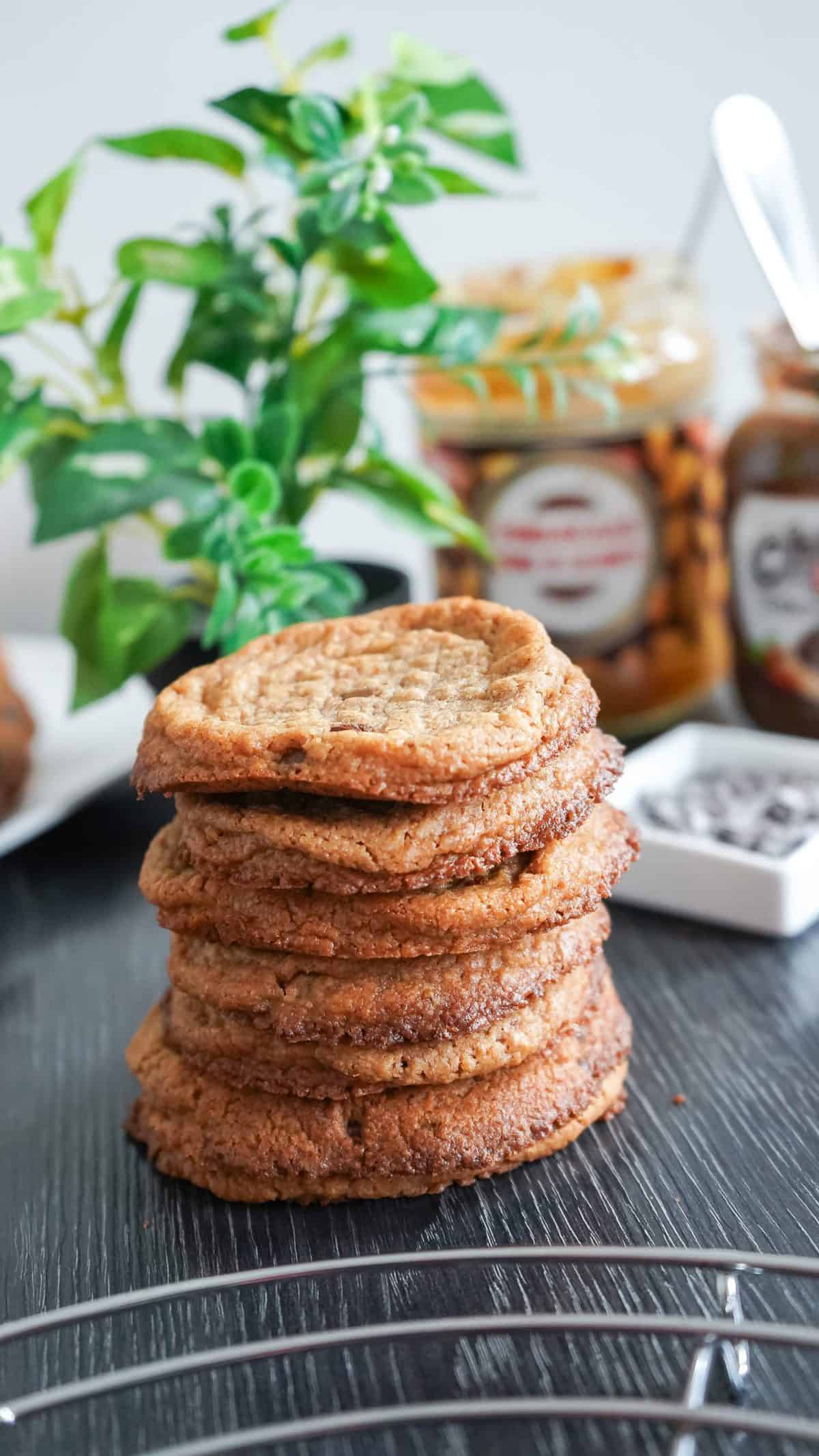 lekkere Chocolade chips koekjes van pindakaas en chocolade