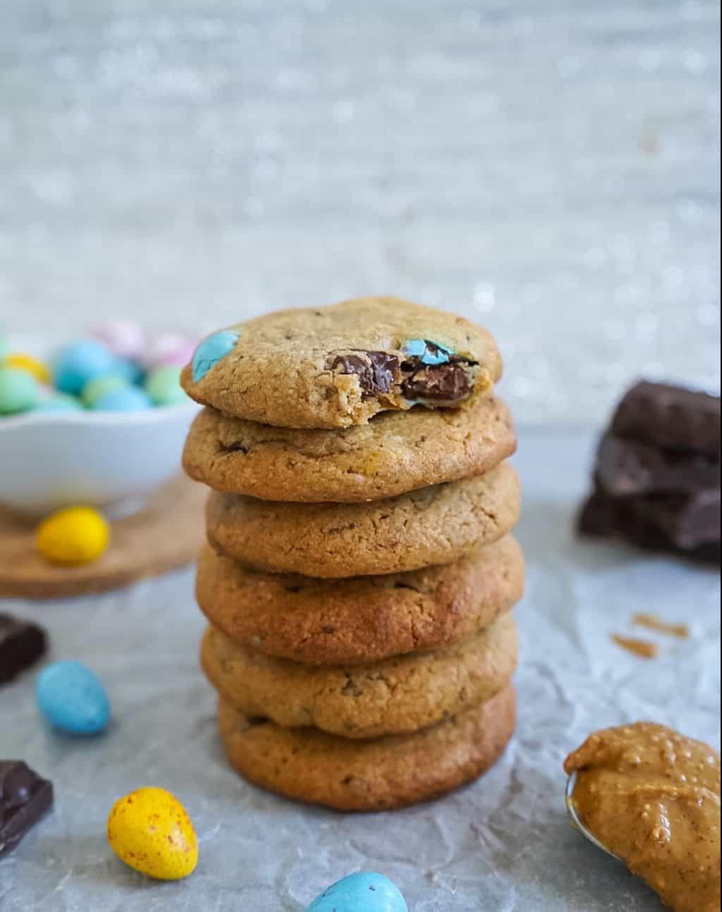 Soft Peanut Butter Cookies With M&M's