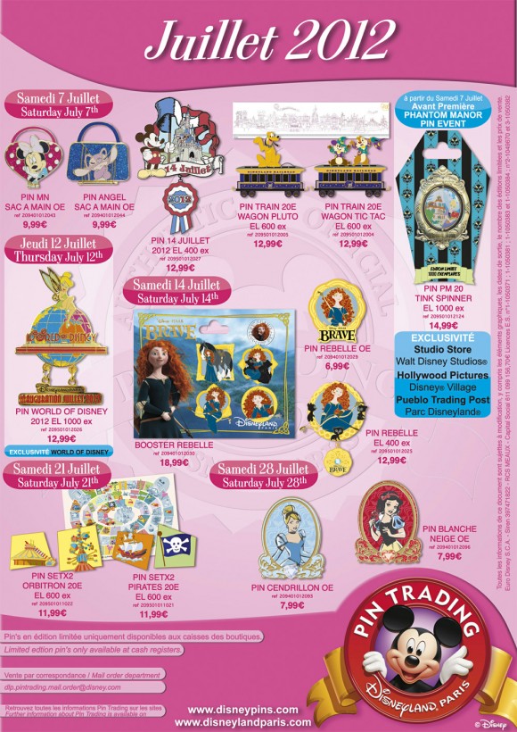 Disneyland Paris Pins for July 2012 – Brave arrives with World of ...