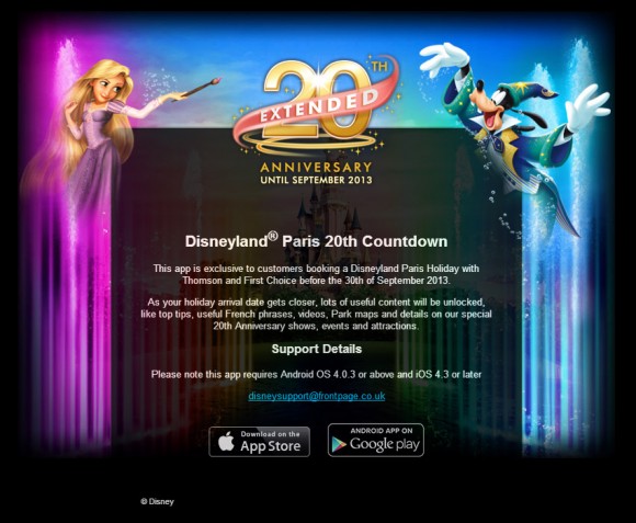 Disneyland Paris Mobile Phone App Support Page