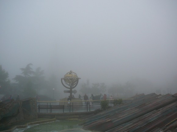 Le Château de la Belle au Bois Dormant Obscured by  Fog in Disneyland Paris