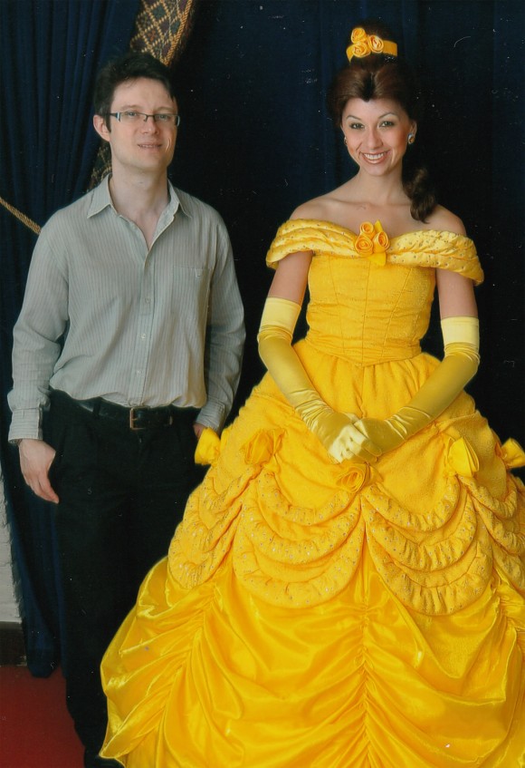 Christian with Belle in Akershus restaurant in Epcot