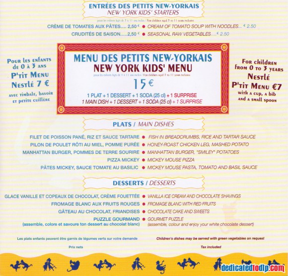 Manhattan Restaurant Kid's Menu Page 3