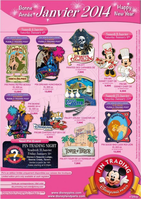 Disneyland Paris Pins for January 2014 - Attractions & Dreams!