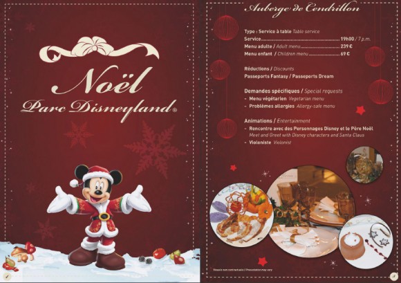 Disneyland Paris Christmas & New Year Menu Book