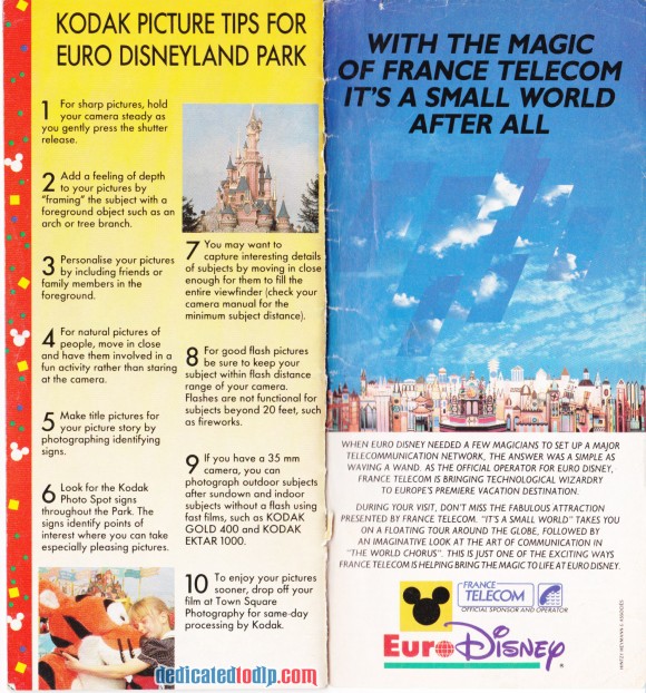 A Very Early Euro Disneyland Resort Guide, Kodak and France Telecom Sponsor Pages