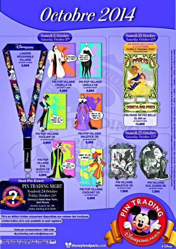 Disneyland Paris Pins for October 2014 – Halloween & Villains