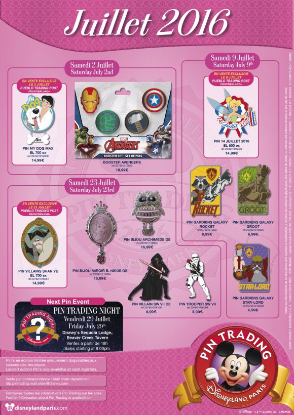 Disneyland Paris Pins For July 2016: Marvel, More Marvel and Some Disney Too!