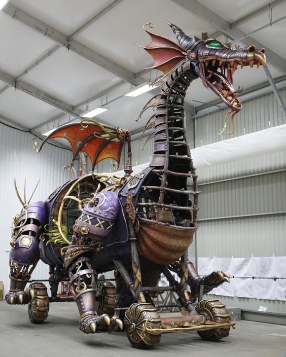 The Steampunk Dragon for Disney Stars in Parade has Arrived in Disneyland Paris