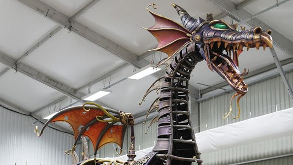 The Steampunk Dragon for Disney Stars in Parade has Arrived in Disneyland Paris and it Breaths Fire!