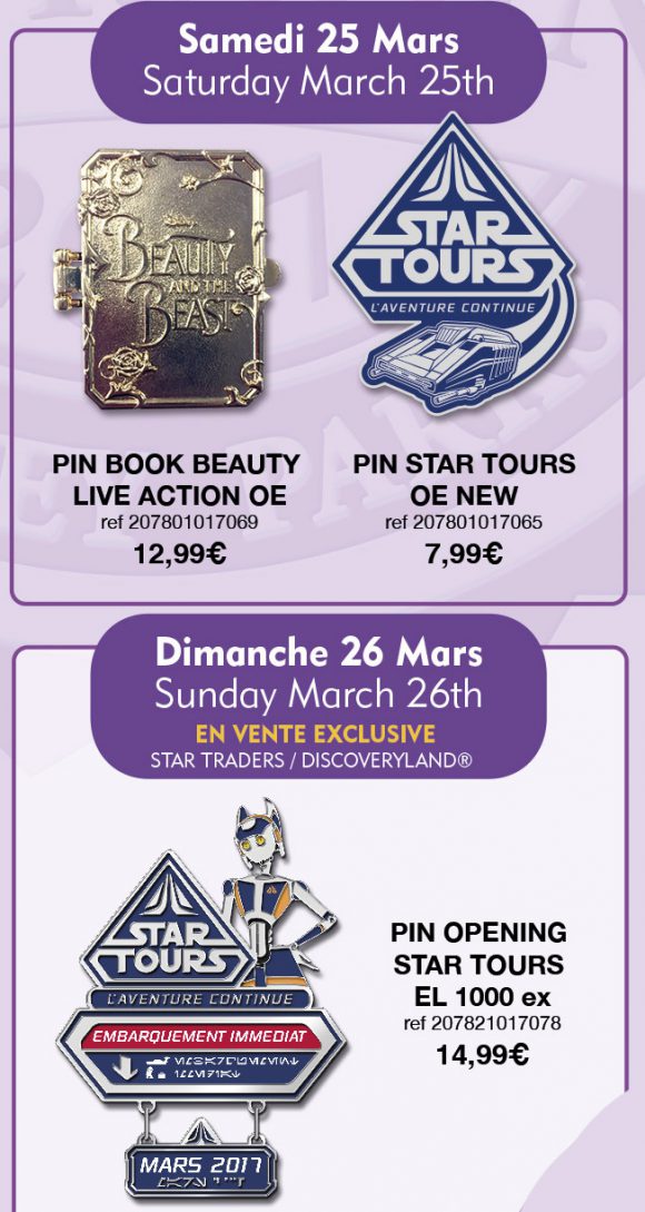 Disneyland Paris Pins For March 25th and 26th 2017