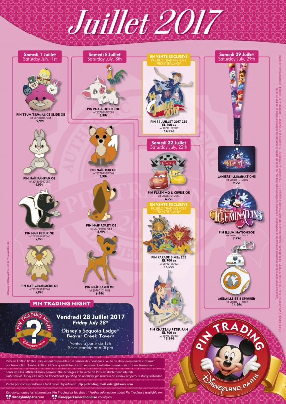 Disneyland Paris Pins For July 2017 - Animals, Cars, Droids & Fireworks!