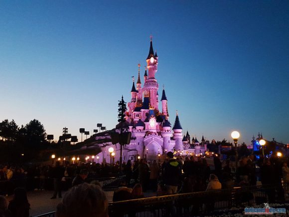 Sleeping Beauty Castle in Disneyland Paris at Night