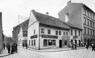 Hörnet Kalendegatan och Baltzarsgatan med Claus Mortensens hus