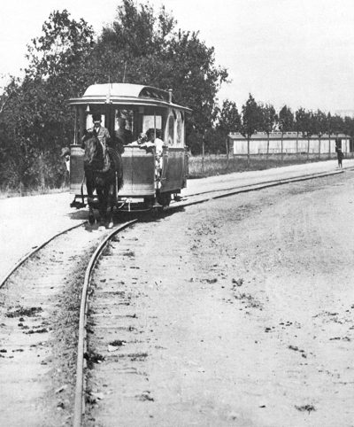 Hästspårvagn på Strandgatan i Limhamn