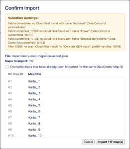 Confirmation dialog before starting the import