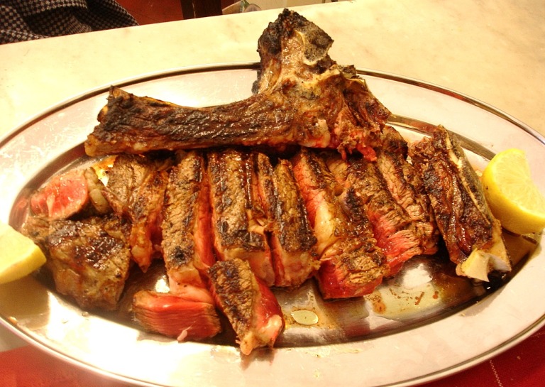 Bistecca Fiorentina, 1 Kilo für 2 Personen, bei "Da Sergio" in Florenz