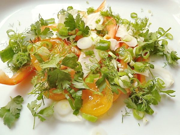 Rindfleischsalat mit Tomate, Fenchel, Paprika und Kräutern