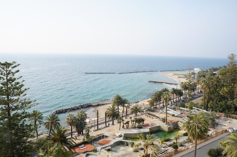 der sanfte Ausblick aus dem Hotelzimmer des Hotel Royal in San Remo