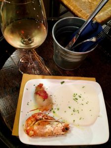auf Scampi mit Polenta