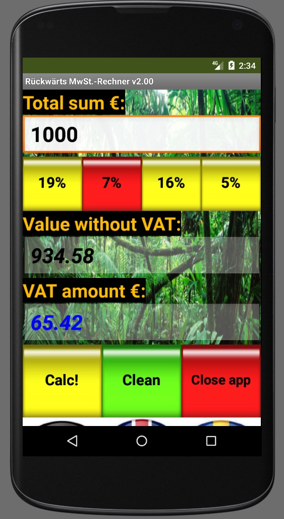 German Backwards VAT calculator