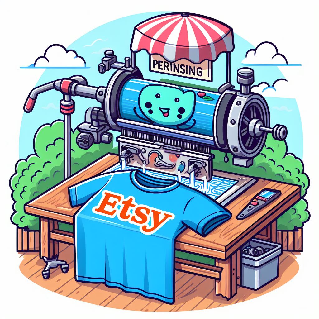 Verkauf von bedruckten T-Shirts über Etsy in den USA.