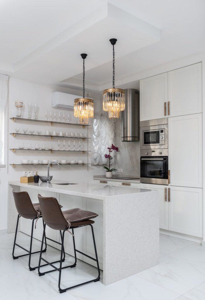 interior of modern kitchen with counter