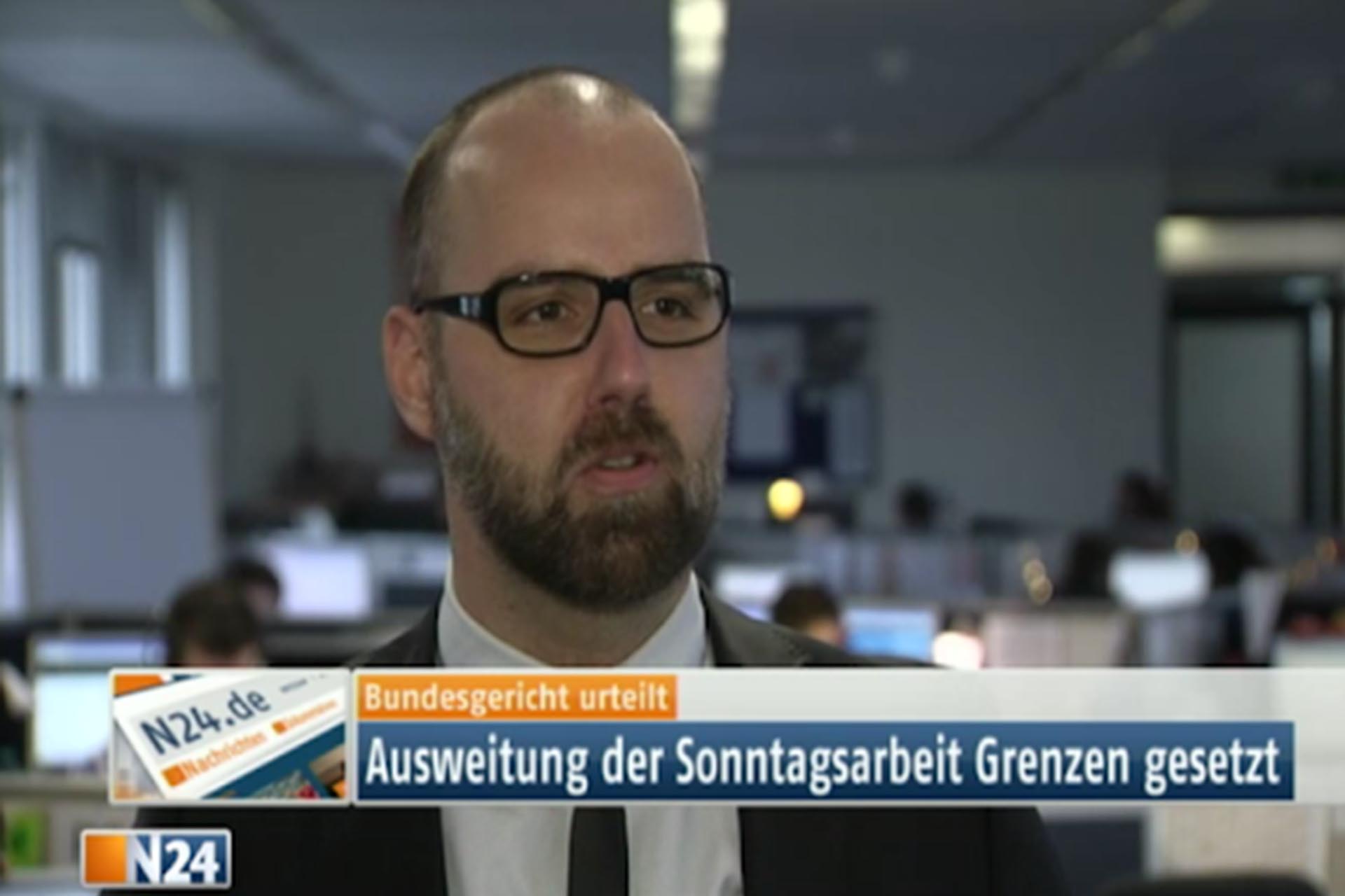 Reinelt-Peter als Experte zum Thema Sonntagsarbeit auf N24