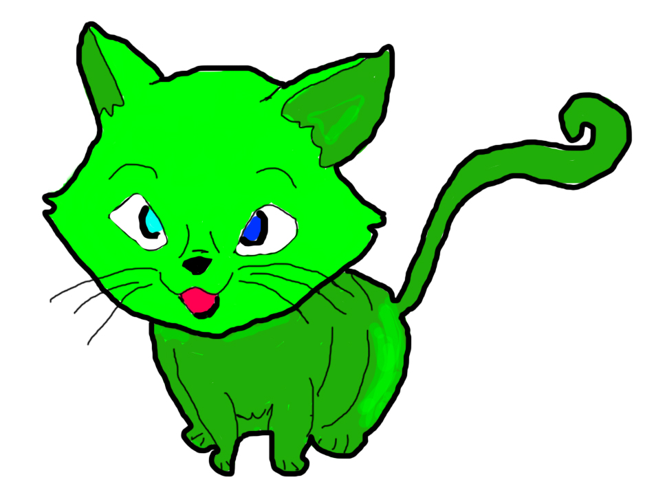 Illustration av en riktig grön katt