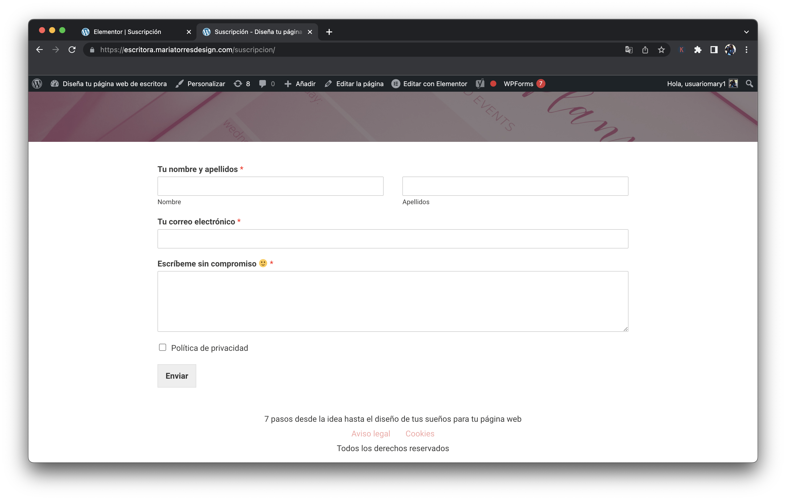 Cómo insertar un formulario de contacto en WordPress comprobar