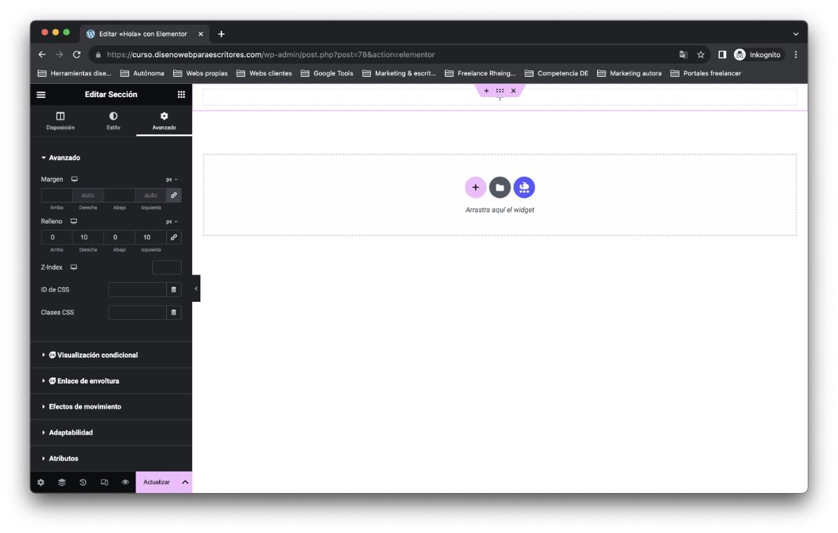 Rellena las secciones