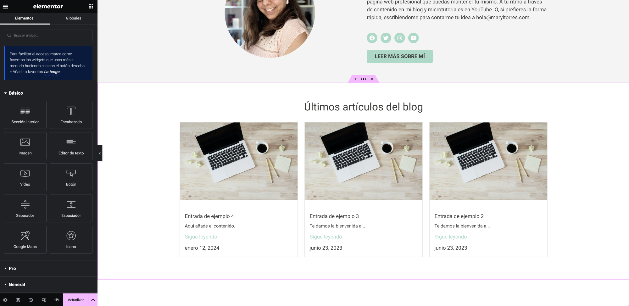 Cómo crear un blog en tu página de inicio