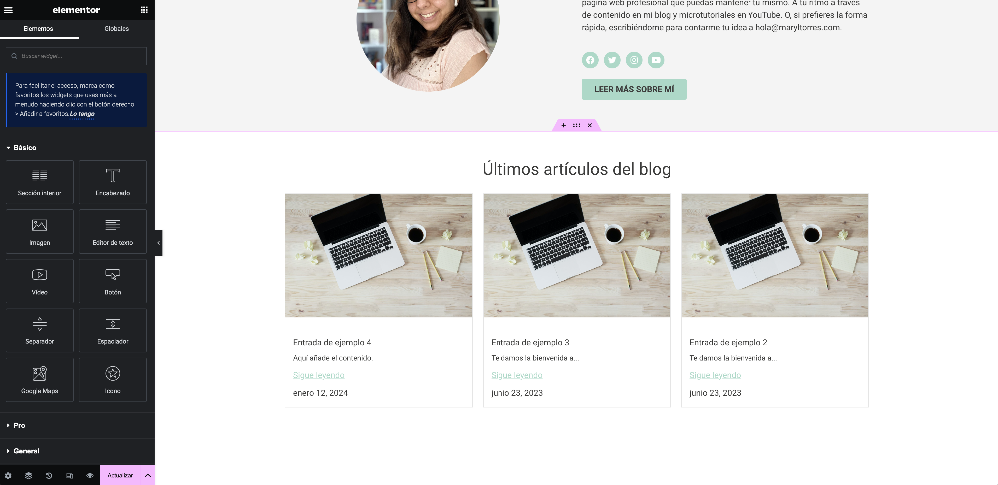Cómo crear un blog en tu página de inicio