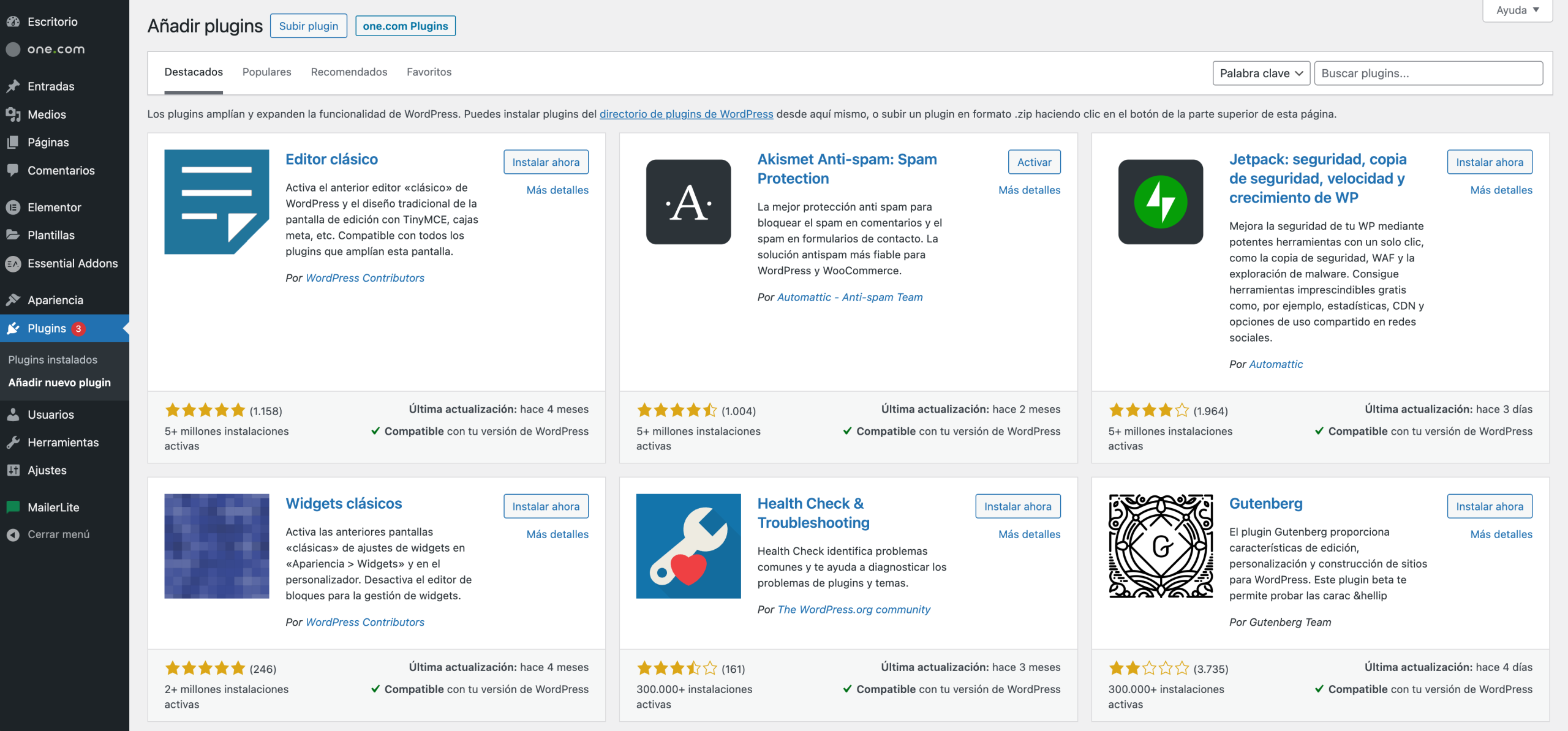 Volver al editor clásico de WordPress