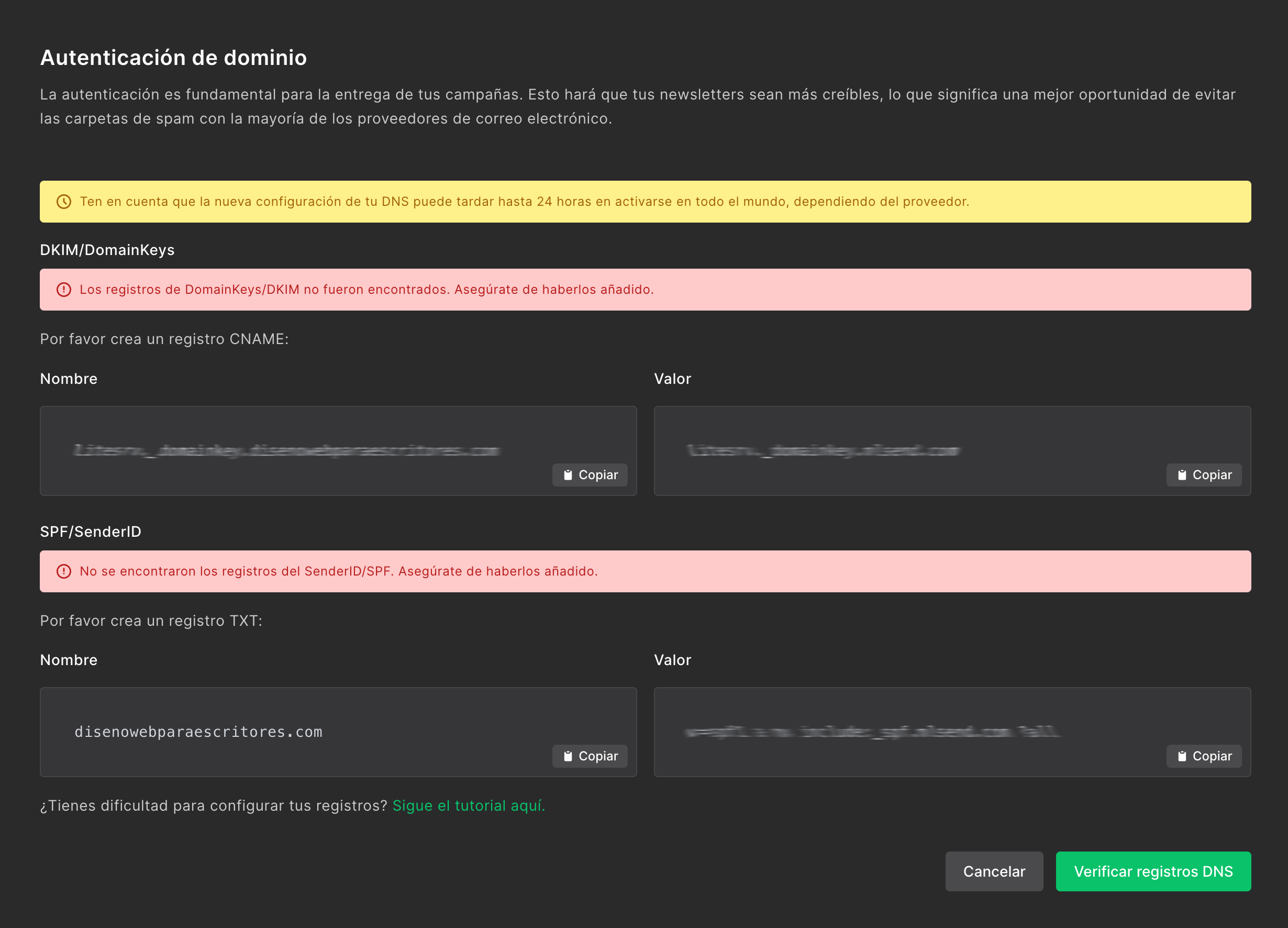 Configuración DKIM y autenticación de dominio