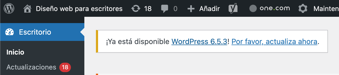 Panel de control WordPress