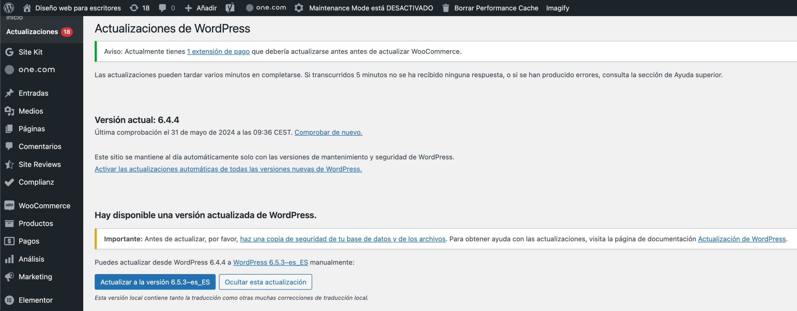 Cómo actualizar WordPress